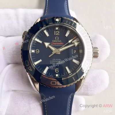Swiss Copy Omega Seamaster Co-Axial Watch Blue rubber 45mm